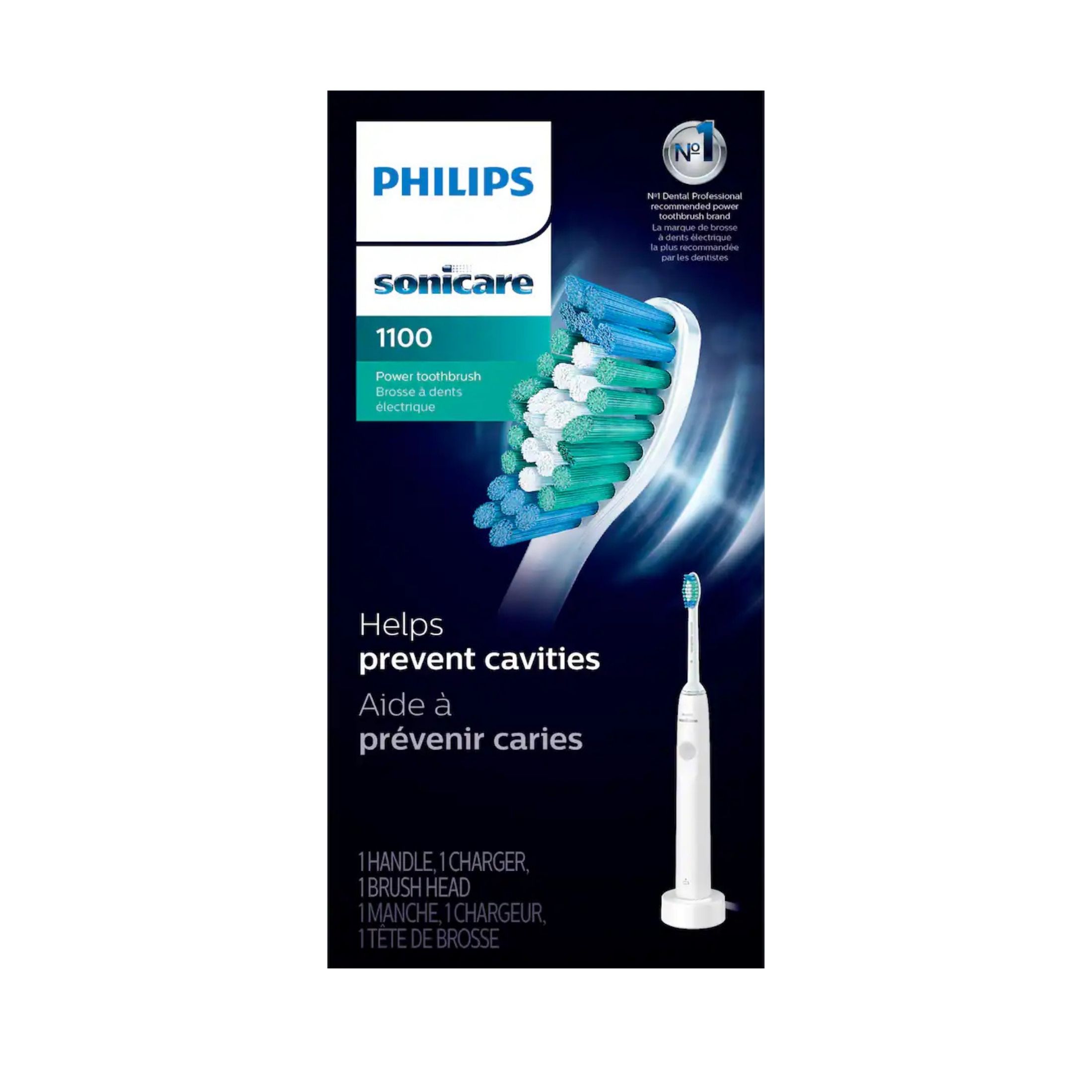 Philips Sonicare - 1100 Power Toothbrush, Rechargeable Electric Toothbrush - White Grey SKU 6485361