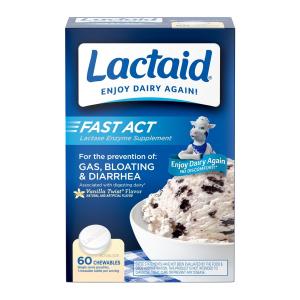 Lactaid Fast Act Lactase Enzyme Supplement Vanilla Twist Flavor Chewable Tablets