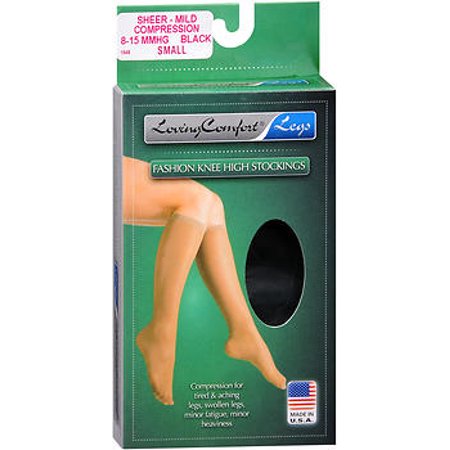 Scott Loving Comfort Fashion Knee High Stockings Sheer, Mild Compression, Black, Small - 1pr
