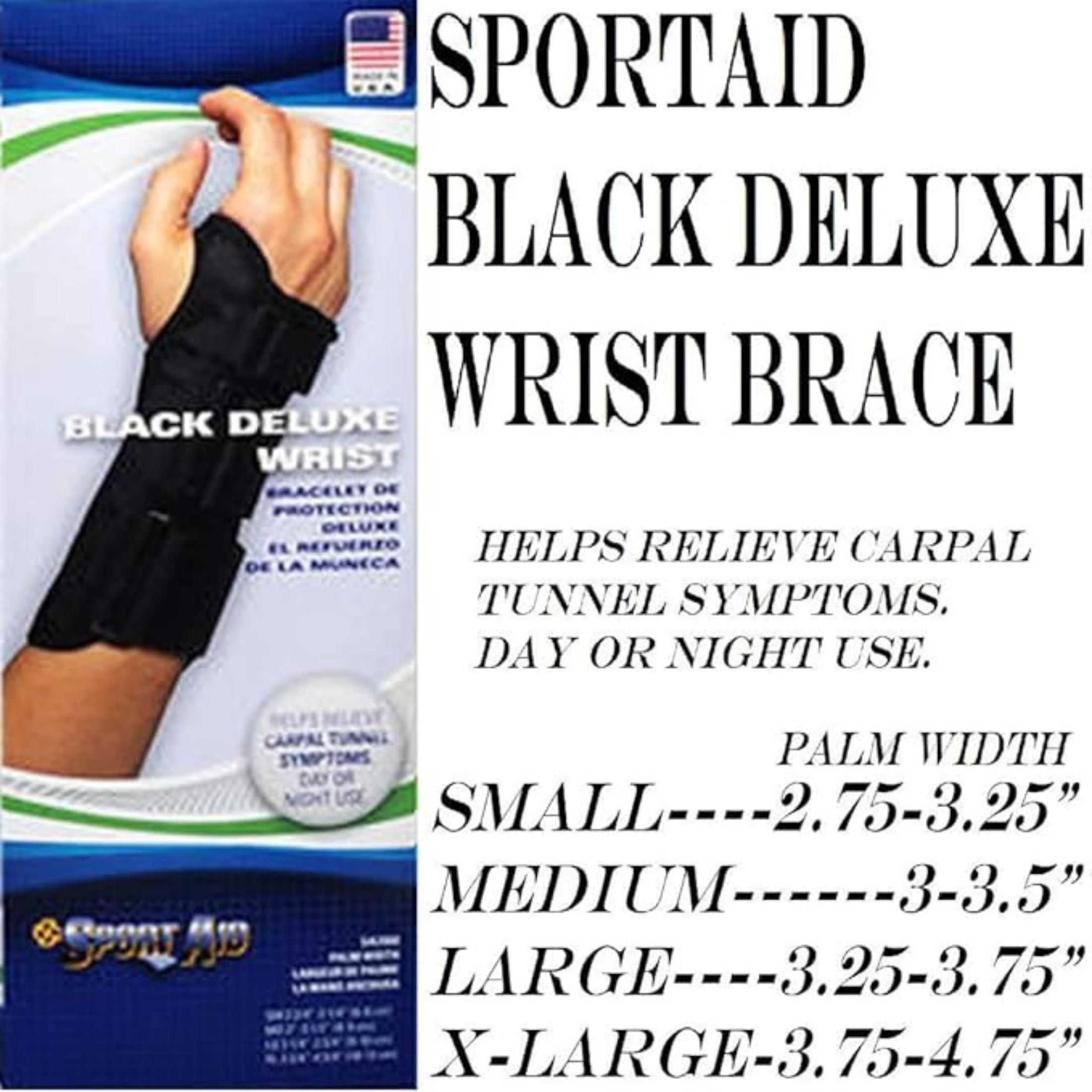 Sport Aid Black Deluxe Wrist Support Small Right - 1 Ea