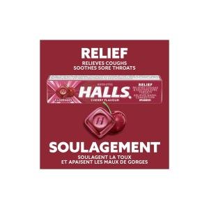 Halls 62476 Cherry Flavor Menthol Cough Drops, 9 Piece