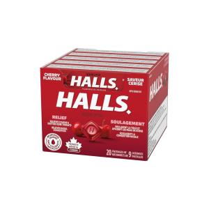 Halls 62476 Cherry Flavor Menthol Cough Drops, 9 Piece