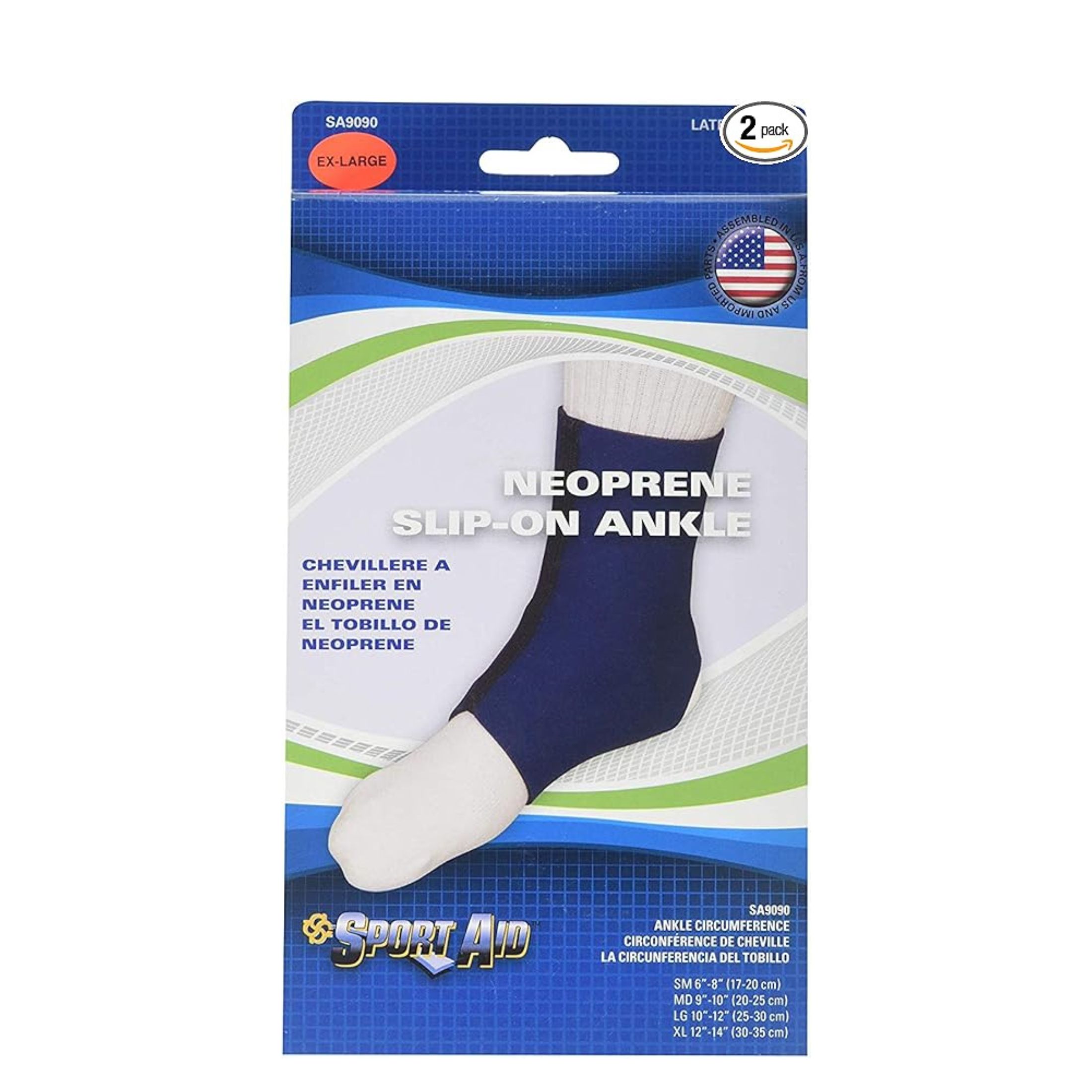 Sportaid Ankle Brace Scott Sport Aid Neoprene Slip-On Support SA9090 Blue Medium