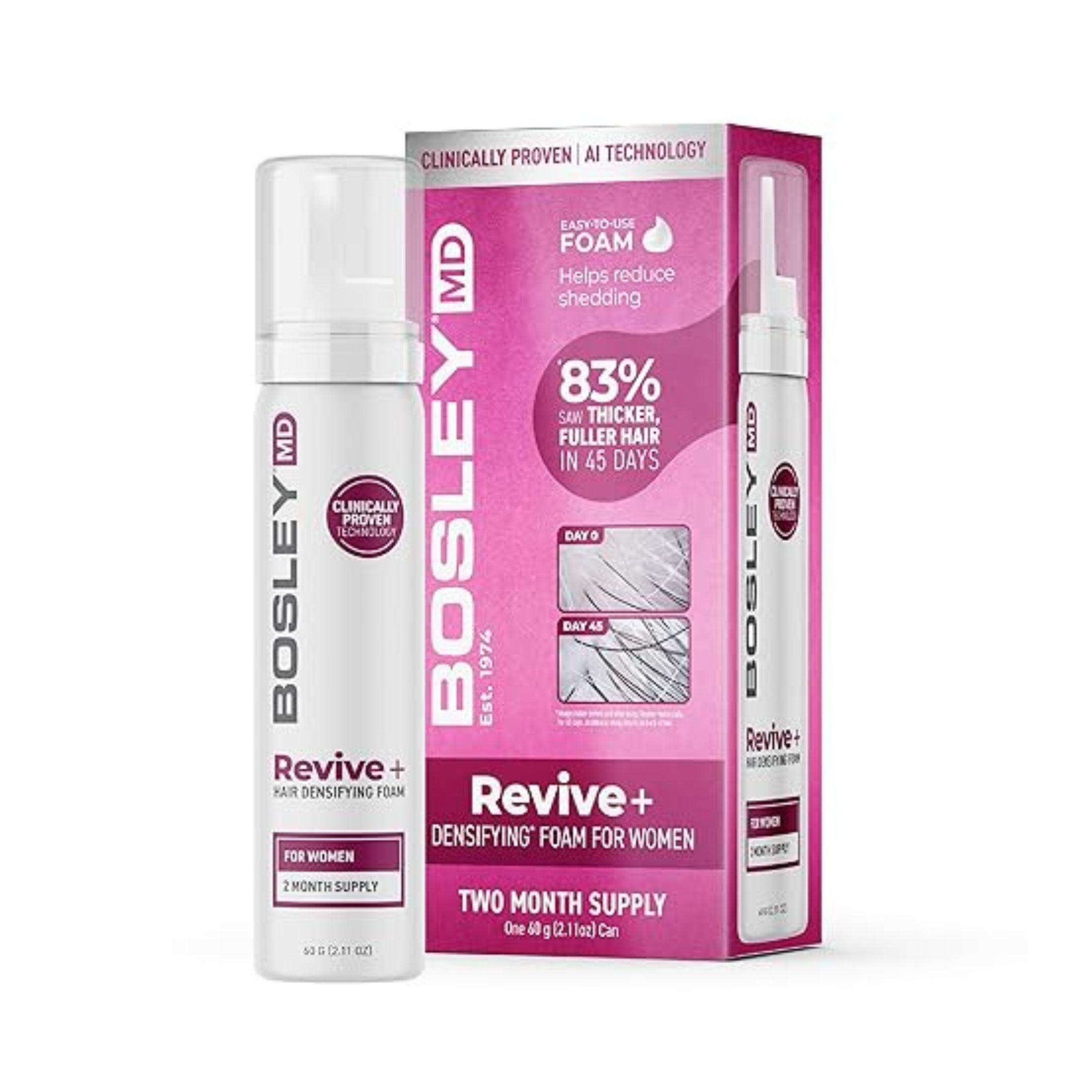 BosleyMD Women's Revive+ Densifying Foam For Hair Regrowth, 2 Month Supply