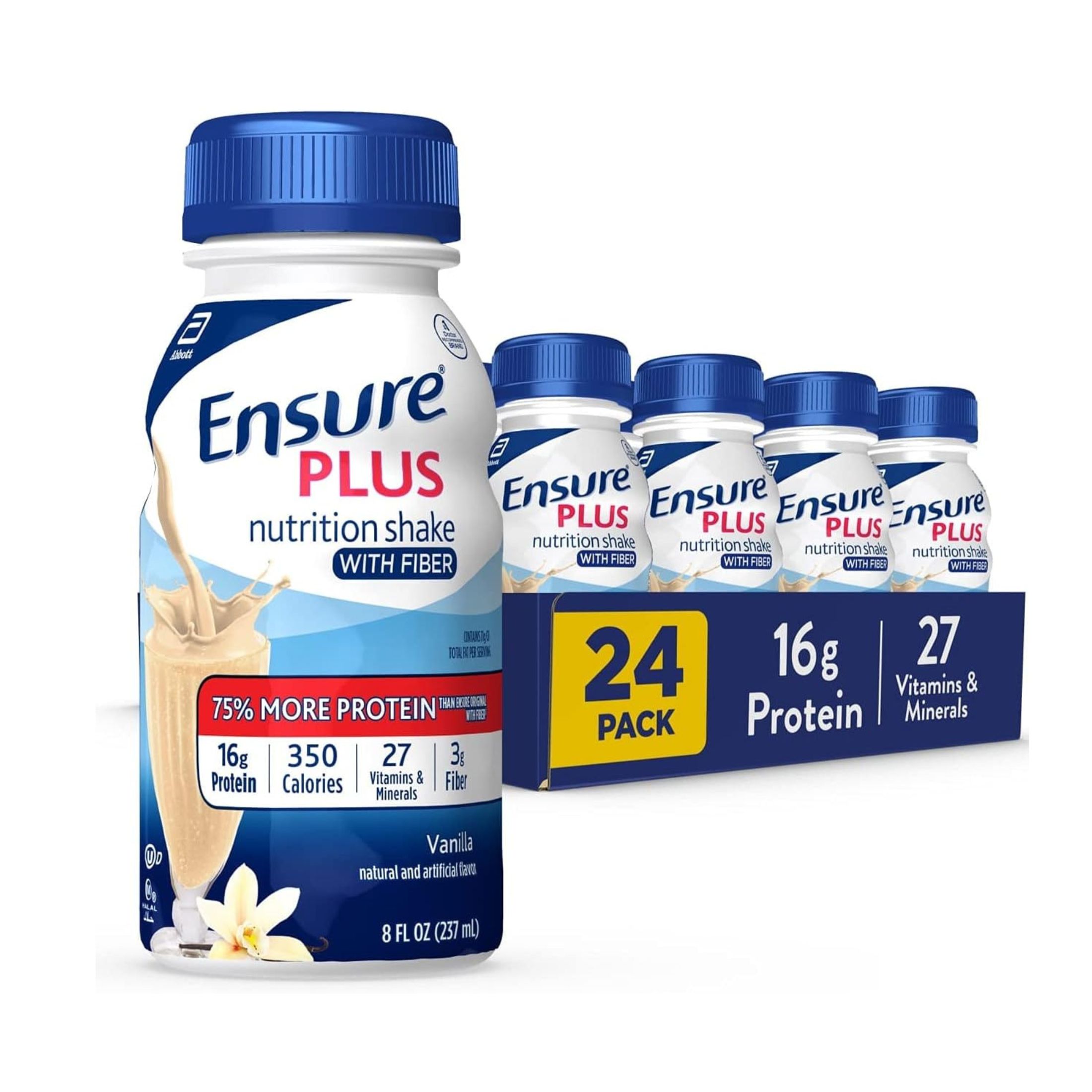 Ensure Plus With Fiber Nutrition Shake Vanilla Ready-to-Drink 8 Fl Oz Bottles