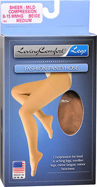 Loving Comfort Fashion Pantyhose Sheer Mild Beige Medium - 1 Ea