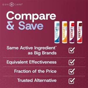 GeriCare Lip Balms – Hydrating And Nourishing Lip Moisturizers For Dry, Cracked Lips – Long-Lasting, Travel-Friendly Lip Set Of 4 (Original, Citrus, Berries, And Cherry) 4.2 G Each