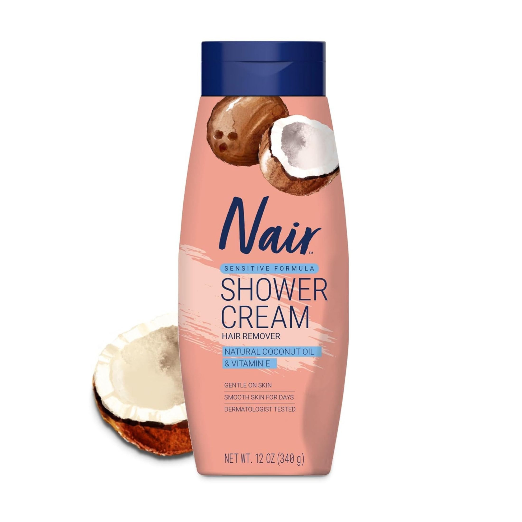 Nair Hair Remover, Natural Coconut Oil & Vitamin E, Shower Cream