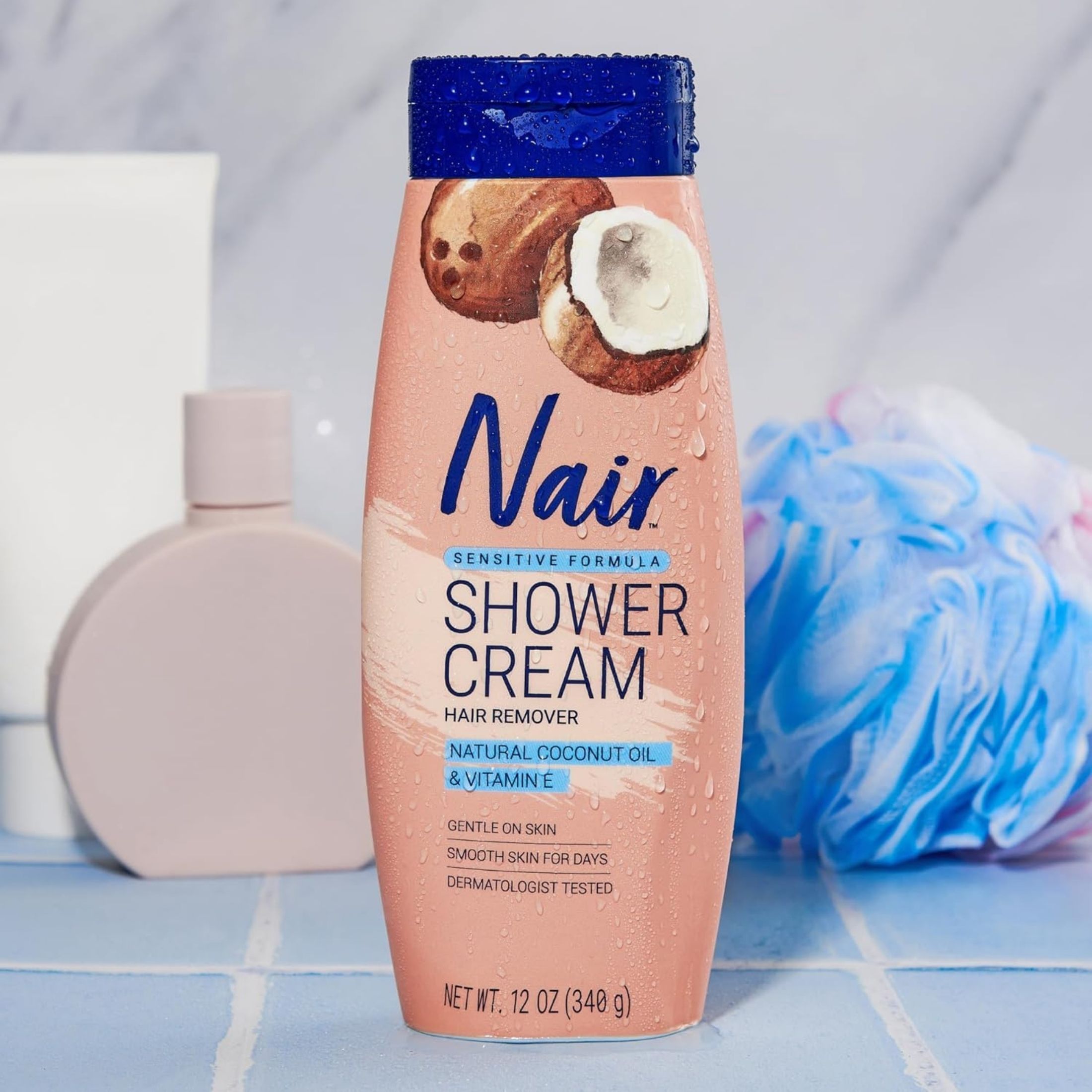 Nair Hair Remover, Natural Coconut Oil & Vitamin E, Shower Cream