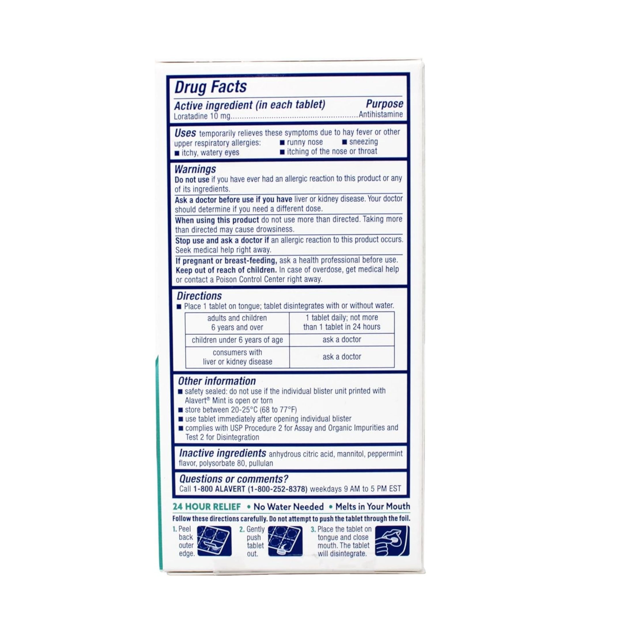 Alavert Allergies, Fresh Mint Flavor, Indoor/Outdoor, Tablets