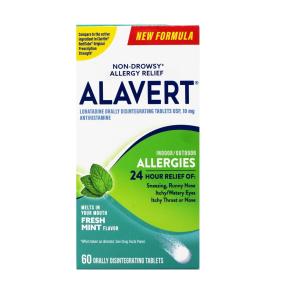 Alavert Allergies, Fresh Mint Flavor, Indoor/Outdoor, Tablets