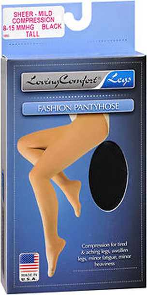 Loving Comfort Fashion Pantyhose - Black - Large - 1 Pair