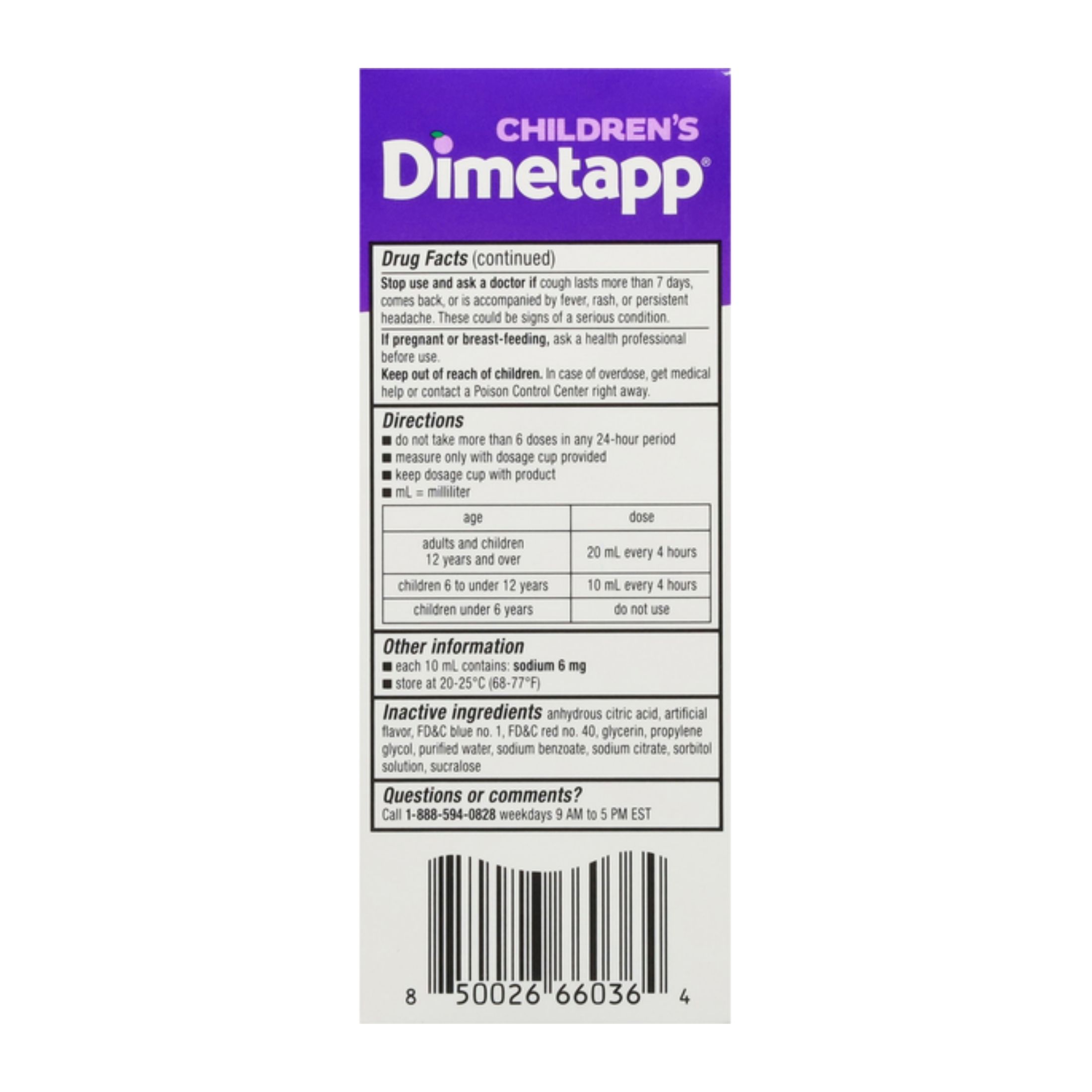 Dimetapp Cold & Cough, 6+ Yrs, Children's, Grape Flavor 4 Fl Oz