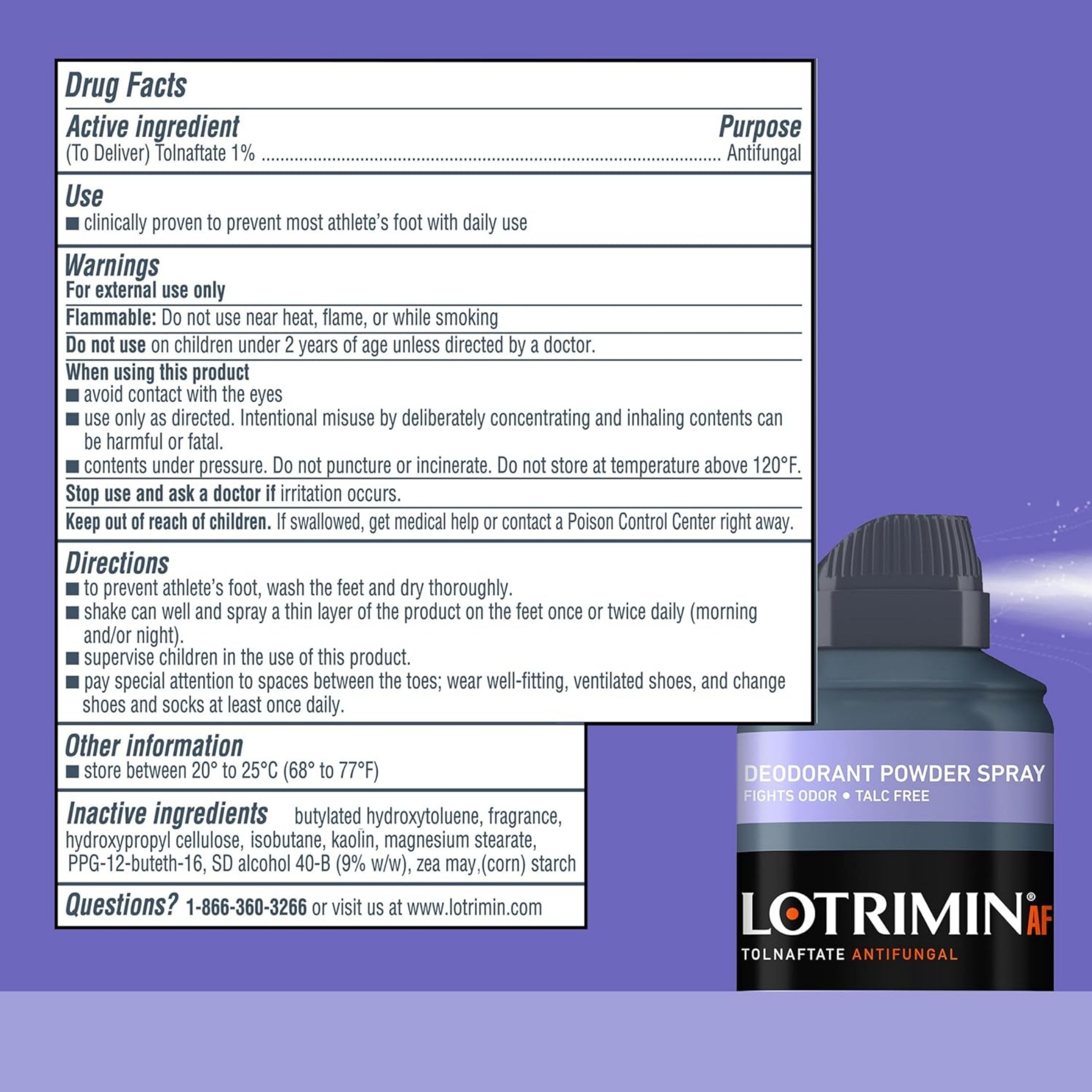 Lotrimin Daily Prevention Deodorant Powder Spray, 6.32 Fluid Ounce, 36 Per Case