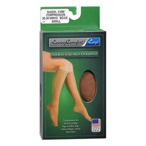 Loving Comfort Stockings Sheer Knee High 20 To 30Mmhg Closed Toe Women Beige Small, 1 Pair