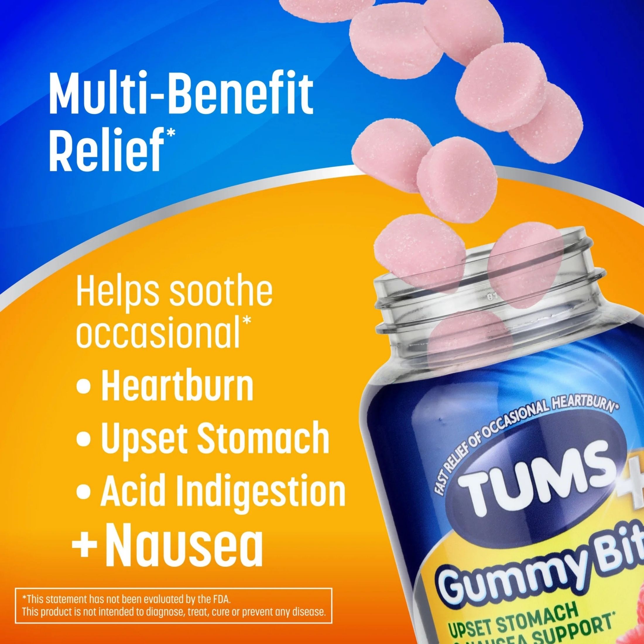 Tums Gummy Bites, Upset Stomach & Nausea Support, Ginger Berry