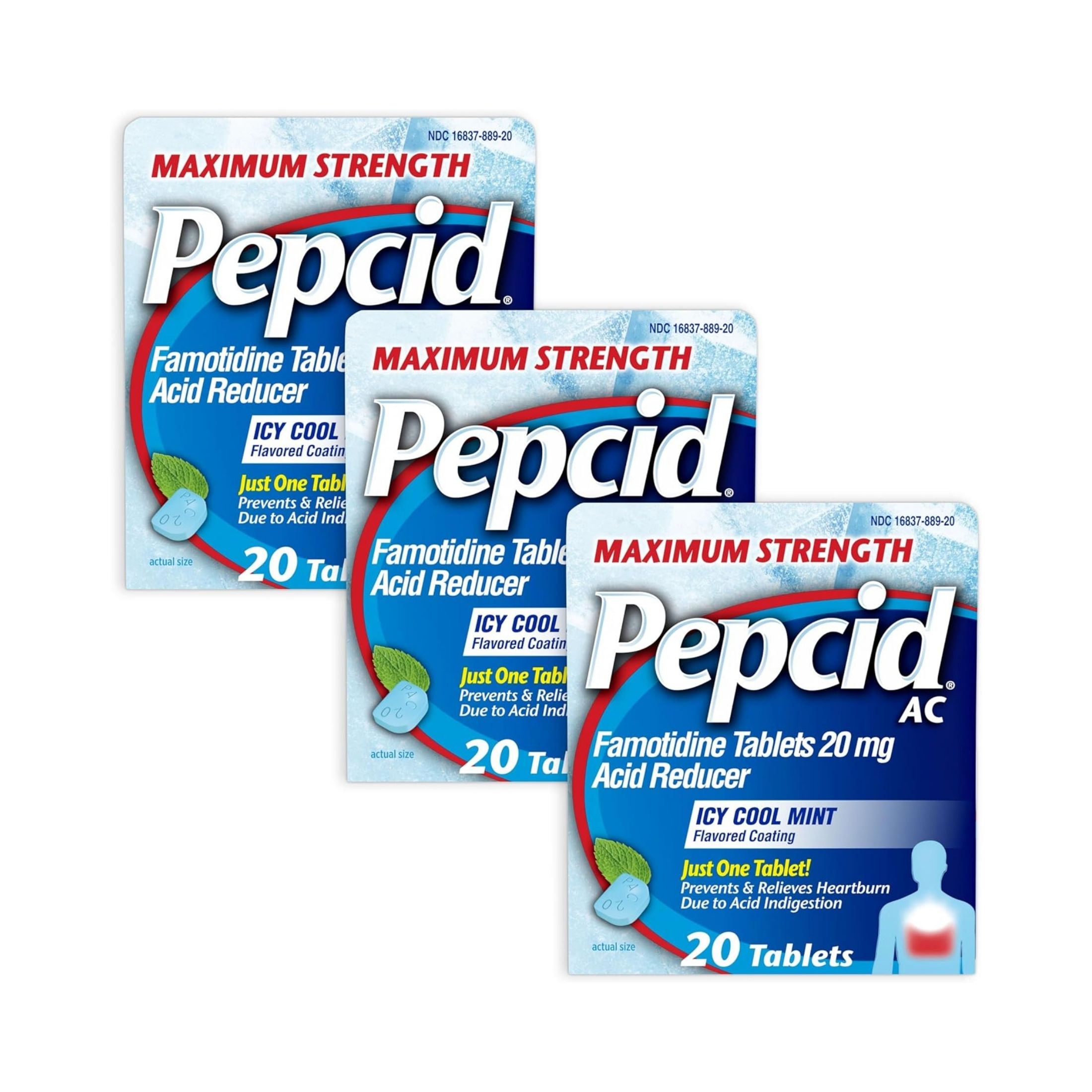Pepcid Acid Reducer, Maximum Strength, 20 Mg, Icy Cool Mint, Tablets
