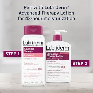Lubriderm Body Wash, Advanced Therapy, Fragrance Free 16 Fl Oz