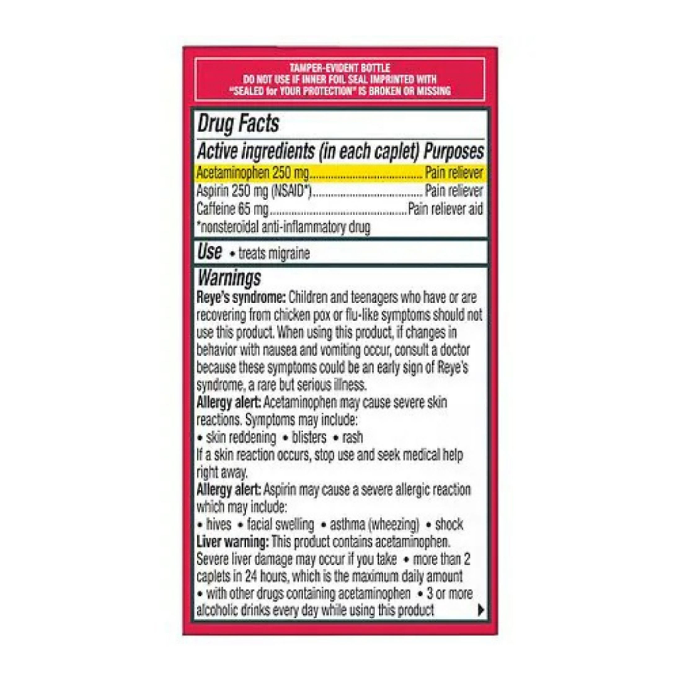 Excedrin Migraine Caplets Headache Relief