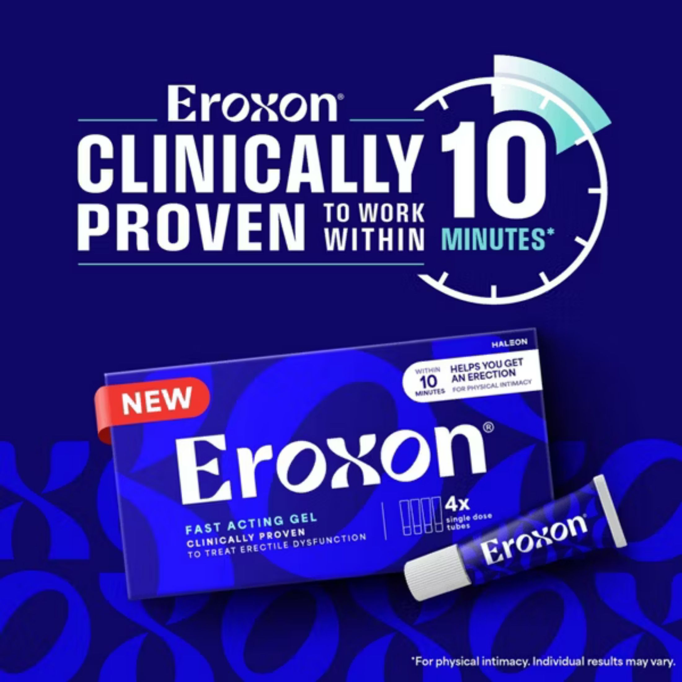 Eroxon Erectile Dysfunction Treatment Gel, 4 Single Use Tubes