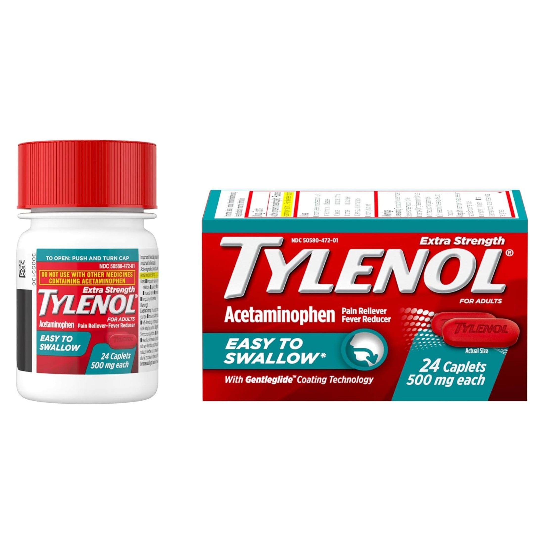 Tylenol Extra Strength Acetaminophen - Easy To Swallow Pain Reliever Caplets
