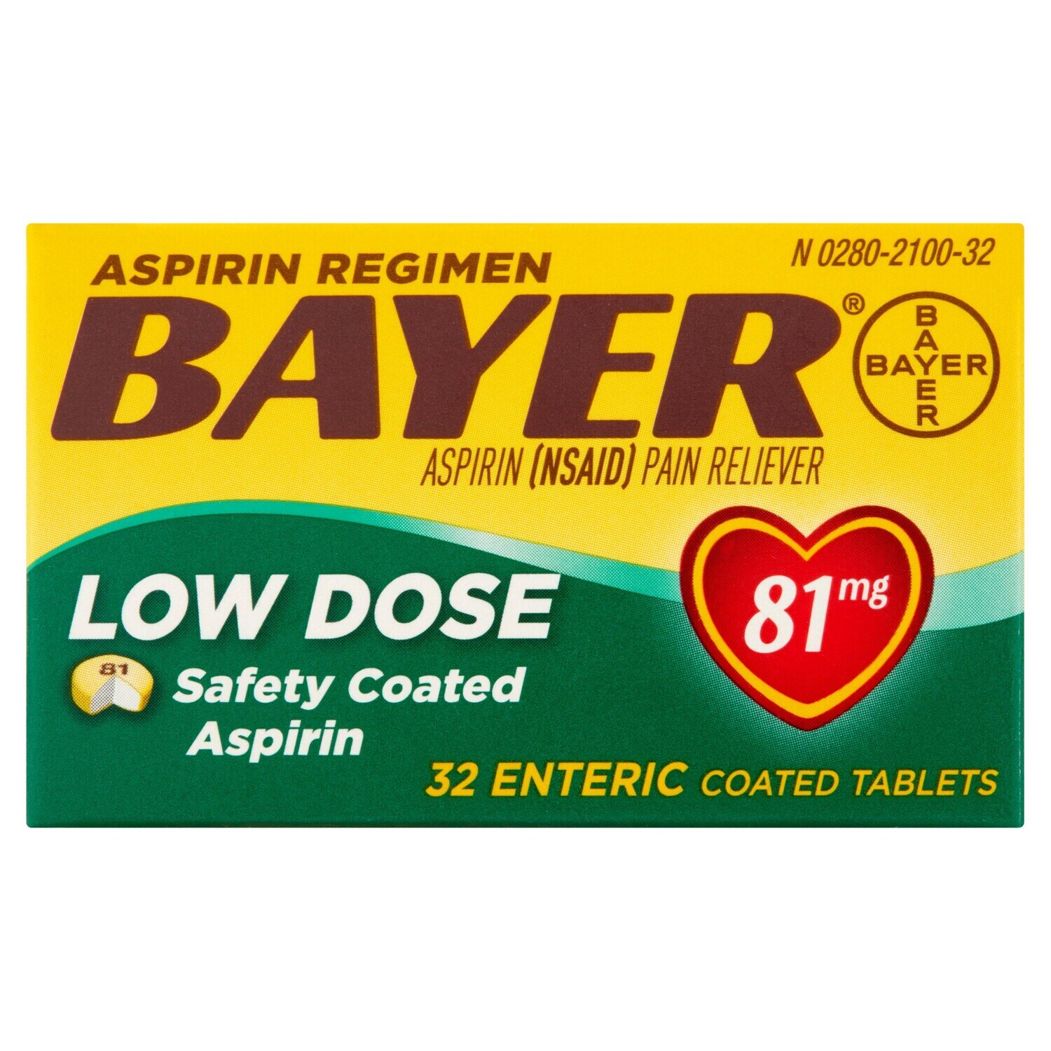 Bayer Aspirin (Nsaid) Pain Reliever, Low Dose, 81 Mg, Enteric Coated Tablets