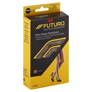 Futuro Energizing Nude French Cut Lace Ultra Sheer Pantyhose Plus