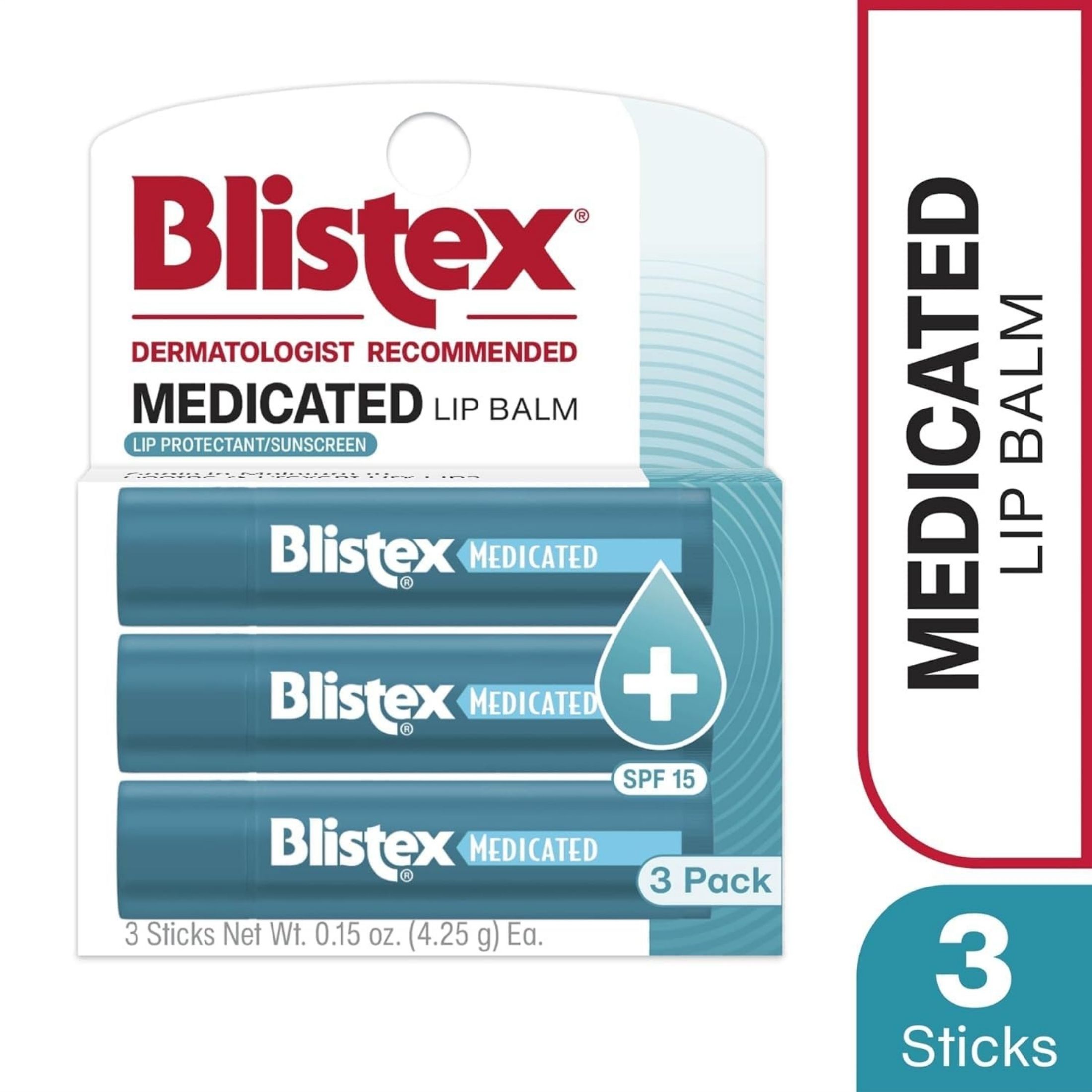 Blistex Medicated Lip Balm Stick, Original, SPF 15, 0.15 Oz