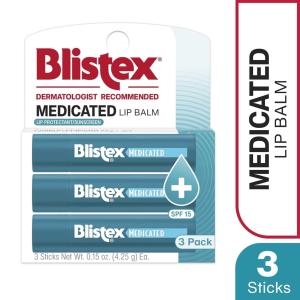 Blistex Medicated Lip Balm Stick, Original, SPF 15, 0.15 Oz