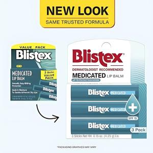 Blistex Medicated Lip Balm Stick, Original, SPF 15, 0.15 Oz