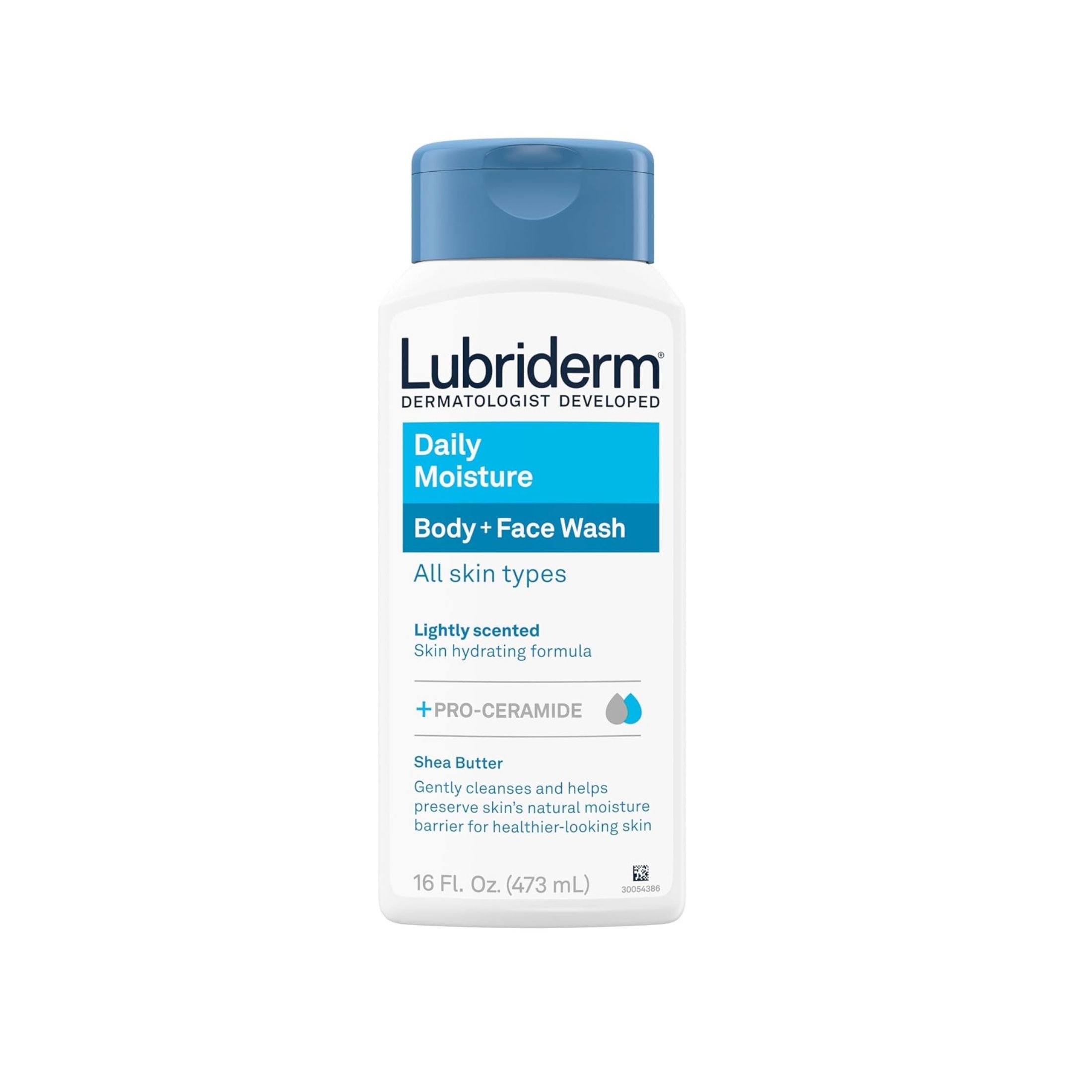 Lubriderm Body + Face Wash, Daily Moisture, Lightly Scented 16 Fl Oz
