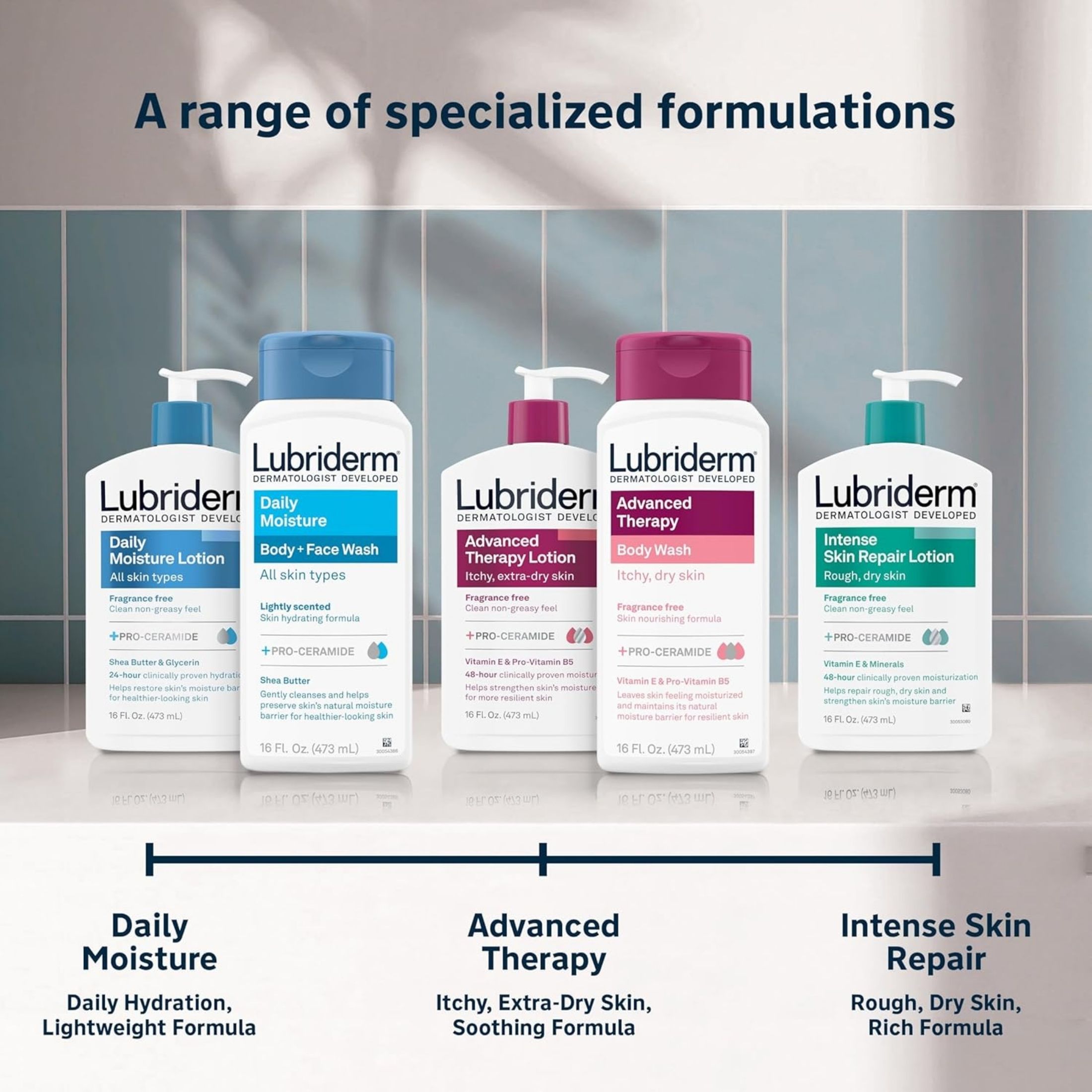 Lubriderm Body + Face Wash, Daily Moisture, Lightly Scented 16 Fl Oz