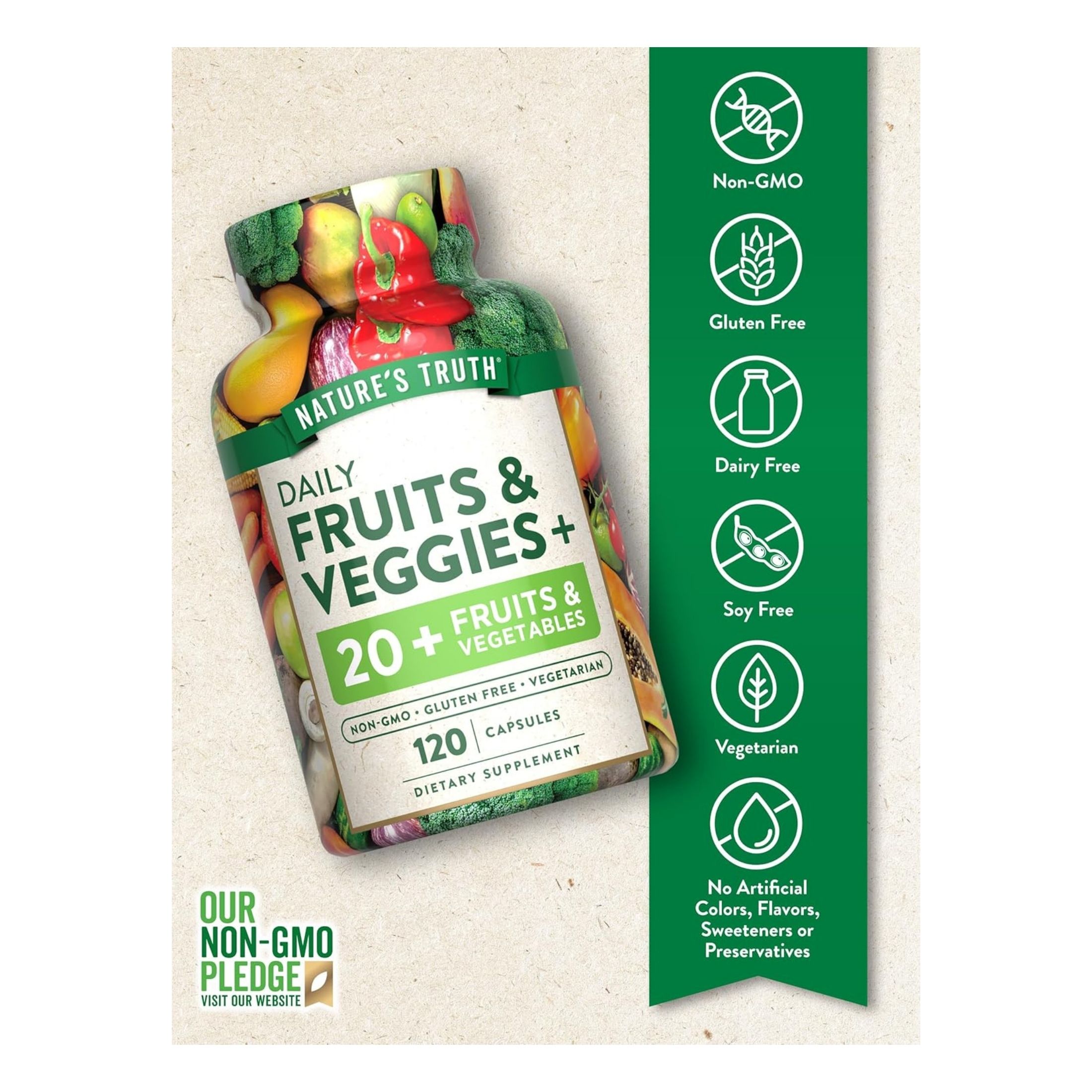 Nature's Truth Daily Fruit & Veggies +, 60 Vegetarian Capsules