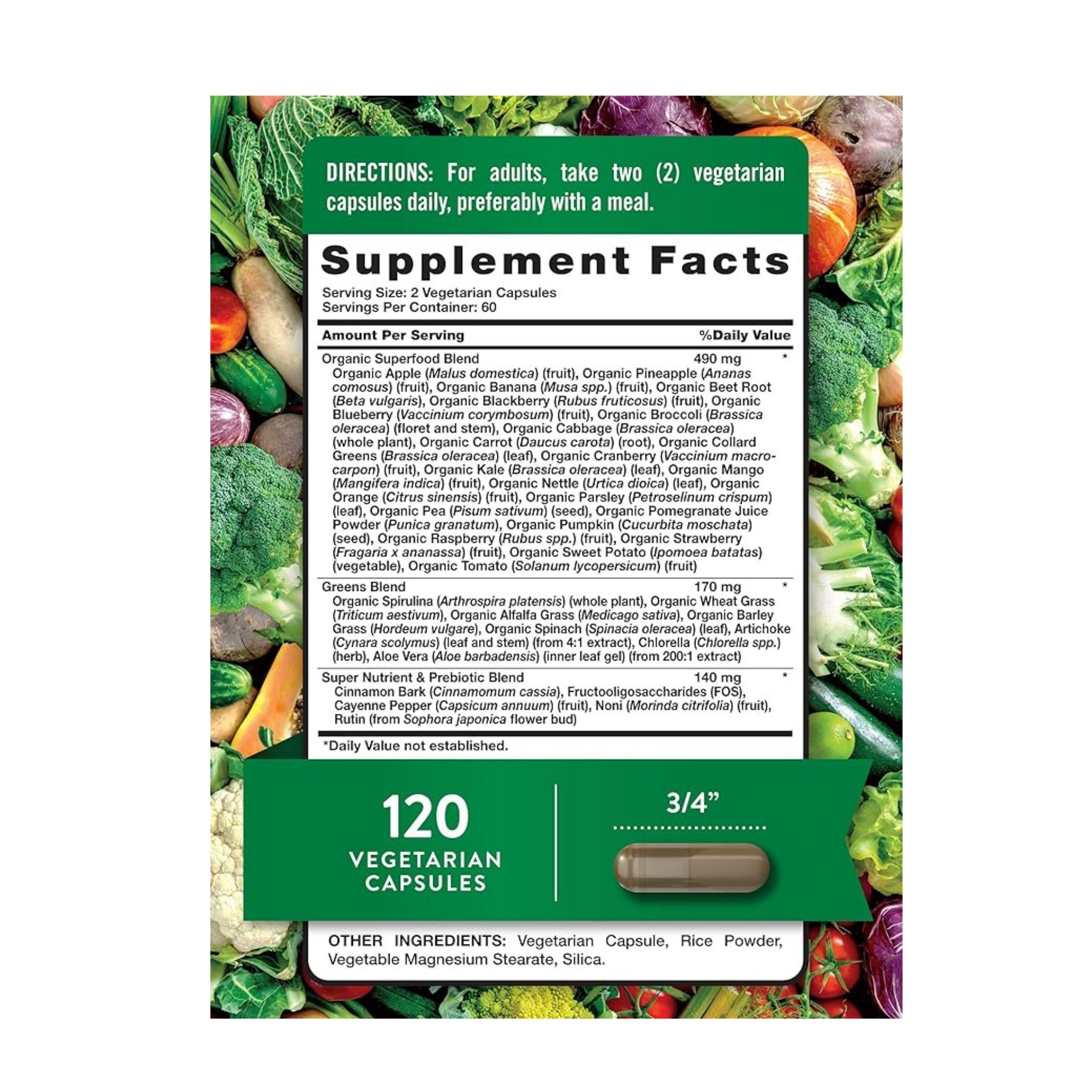 Nature's Truth Daily Fruit & Veggies +, 60 Vegetarian Capsules