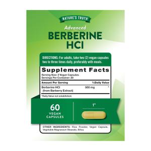 Nature's Truth Berberine H Cl, Advanced, 500 Mg, Capsules