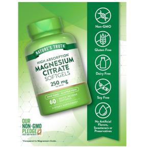 Nature's Truth Magnesium Citrate, High Absorption, 250 Mg, Softgels