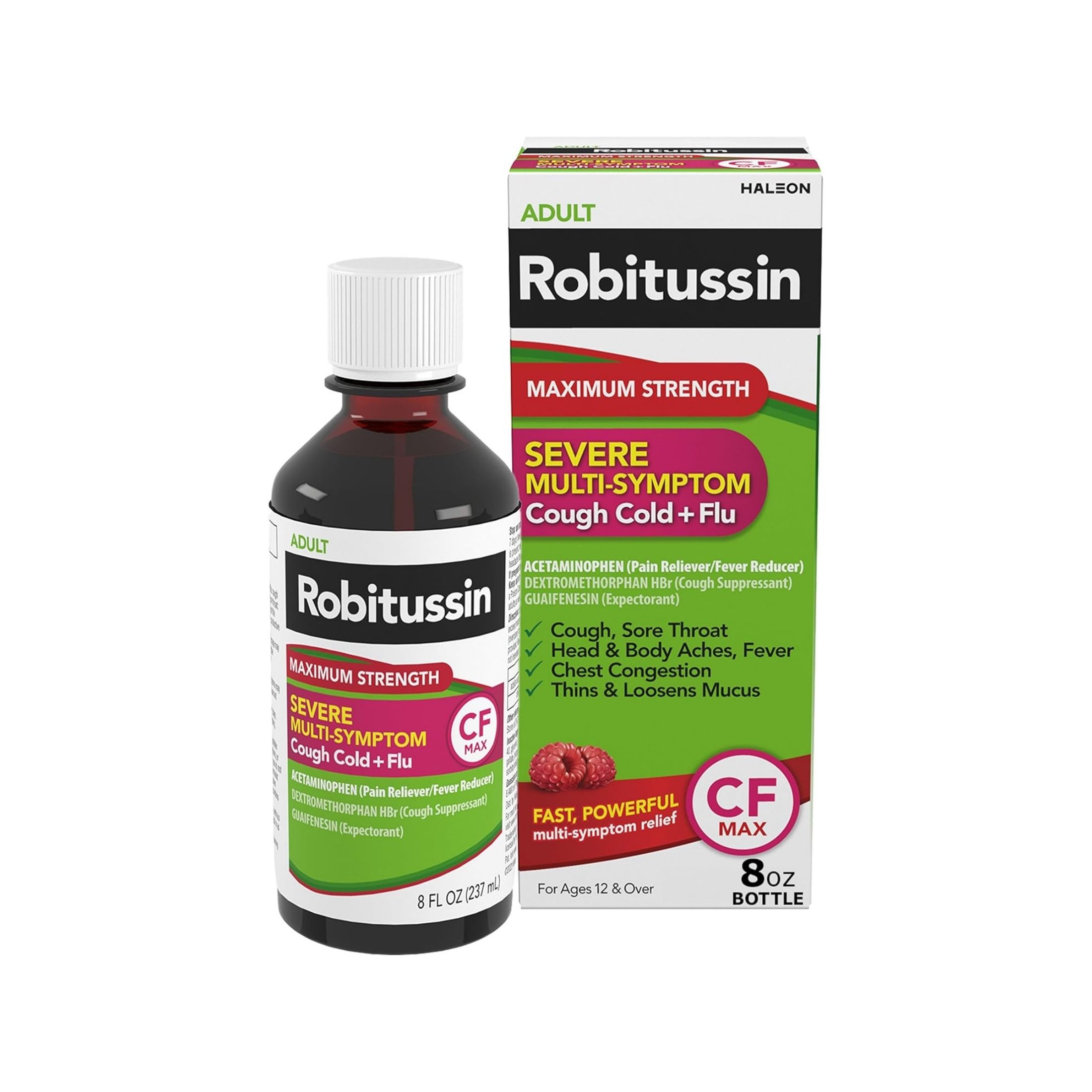 Robitussin Syrup Cough Cold + Flu, Maximum Strength, Adult, Multi Symptom, Severe 8 Fl Oz