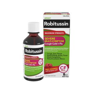 Robitussin Syrup Cough Cold + Flu, Maximum Strength, Adult, Multi Symptom, Severe 8 Fl Oz