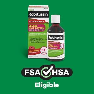 Robitussin Syrup Cough Cold + Flu, Maximum Strength, Adult, Multi Symptom, Severe 8 Fl Oz