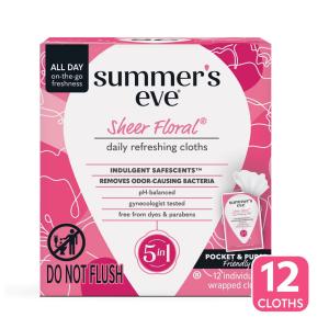 Summer's Eve Sheer Floral Daily Feminine Wipes, Removes Odor, pH Balanced