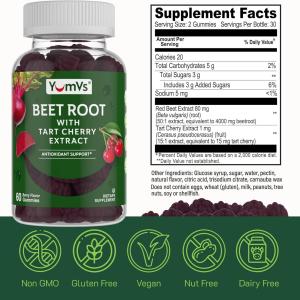 Yum-V s VS: Beet Root Tart Cherry Extract Gummies 500 Mg