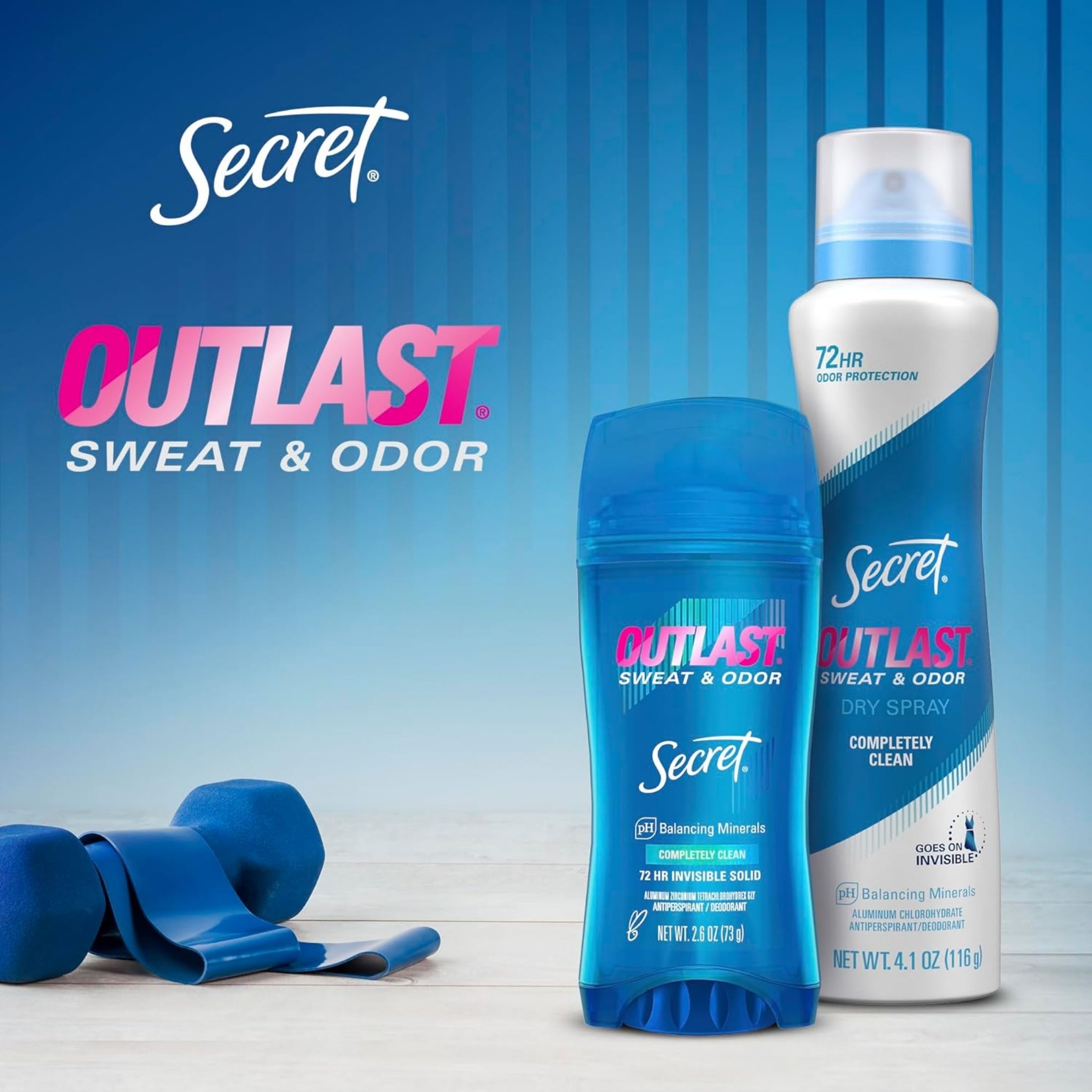 Secret Outlast Sweat & Odor Invisible Solid Antiperspirant Deodorant - Completely Clean, 0.5 Oz