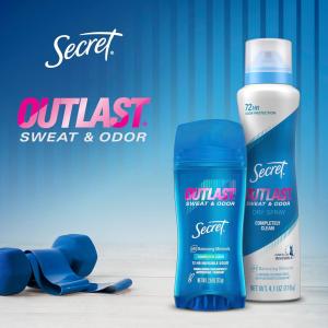 Secret Outlast Sweat & Odor Invisible Solid Antiperspirant Deodorant - Completely Clean, 0.5 Oz