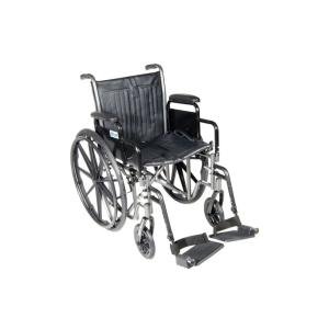 Drive Medical Silver Sport 2 Wheelchair, Detachable Desk Arms, Swing Away Footrests, 18" Seat