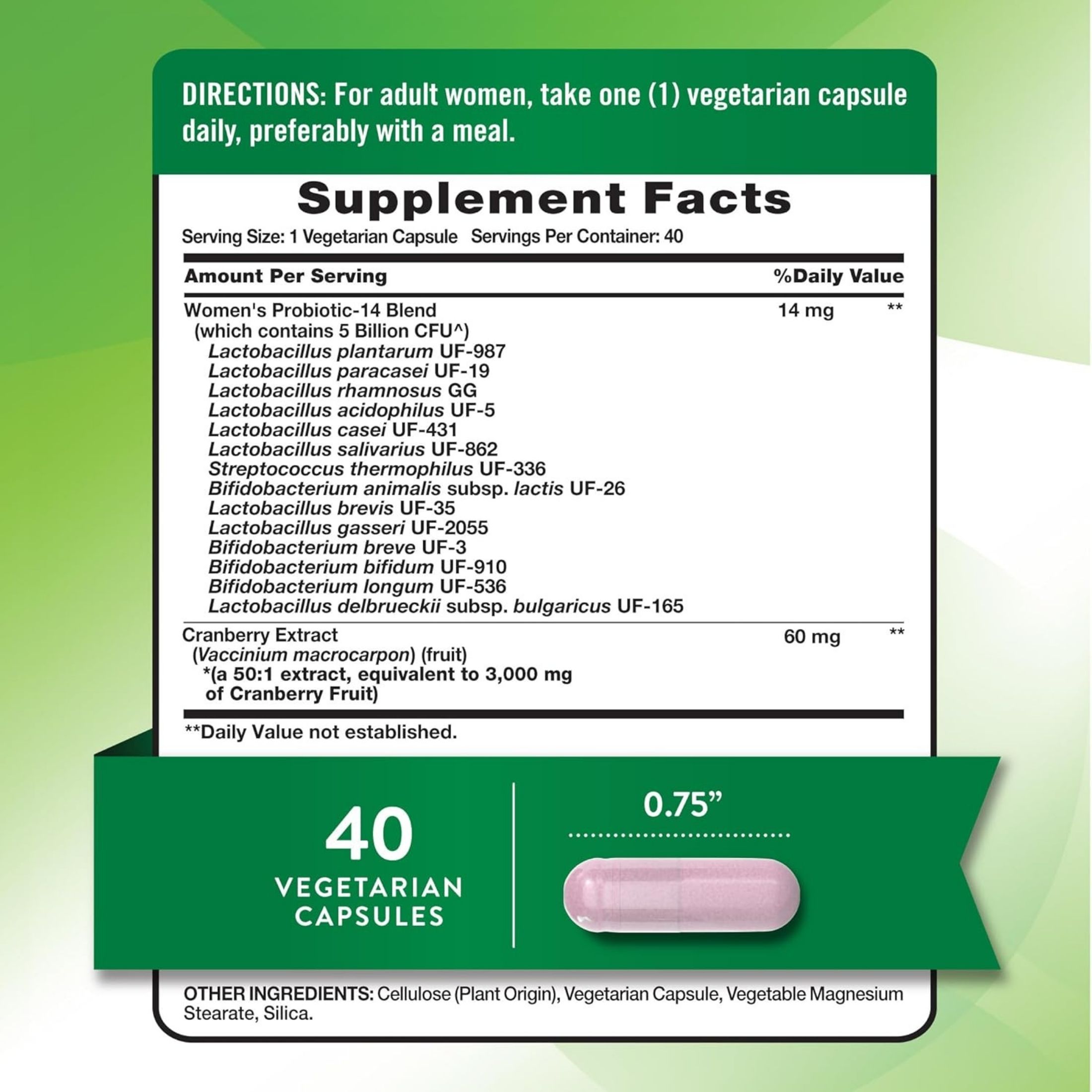 Nature's Truth Women's Probiotic + Cranberry, 40 Vegetarian Capsules