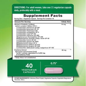 Nature's Truth Women's Probiotic + Cranberry, 40 Vegetarian Capsules