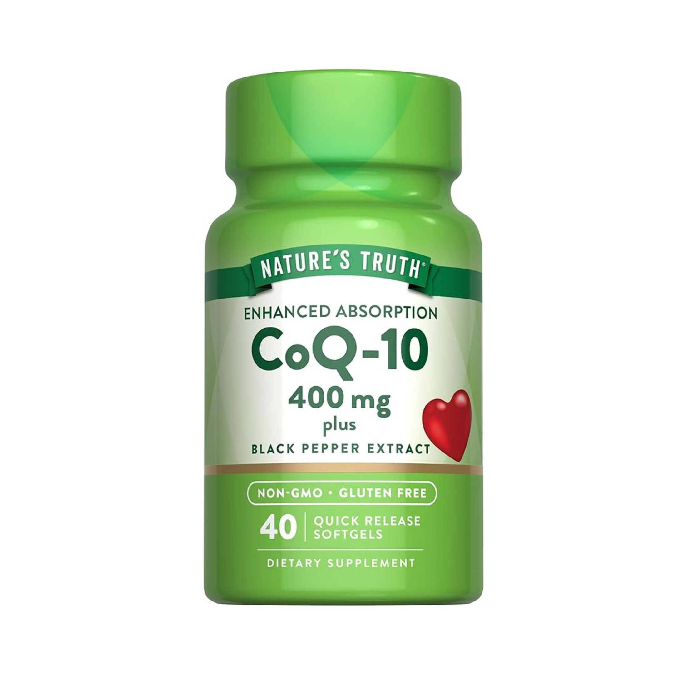 Nature's Truth 400mg CoQ10 Plus Black Pepper Extract 40 Softgels Each