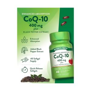 Nature's Truth 400mg CoQ10 Plus Black Pepper Extract 40 Softgels Each