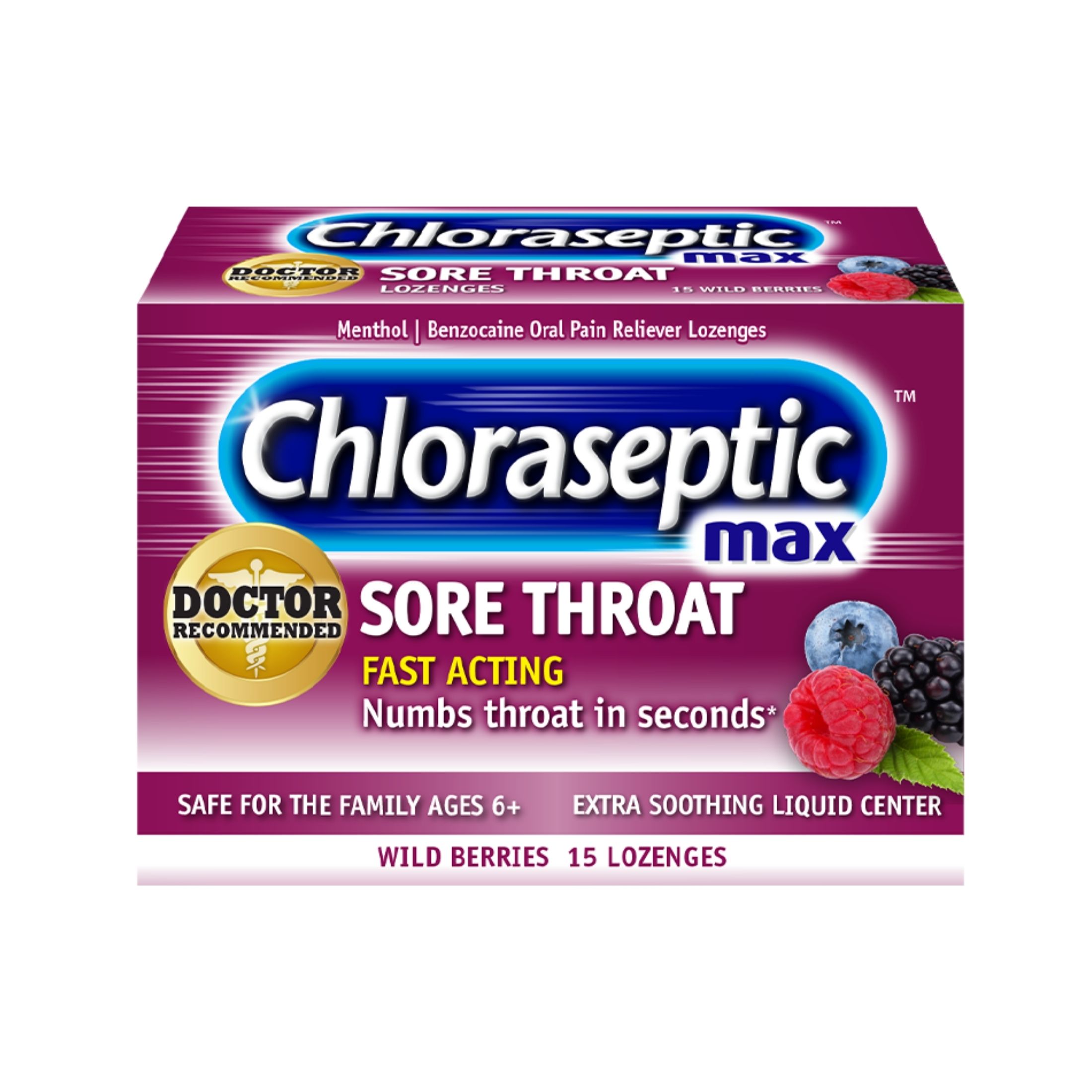 Chloraseptic Max Sore Throat, Fast Acting, Lozenges, Wild Berries