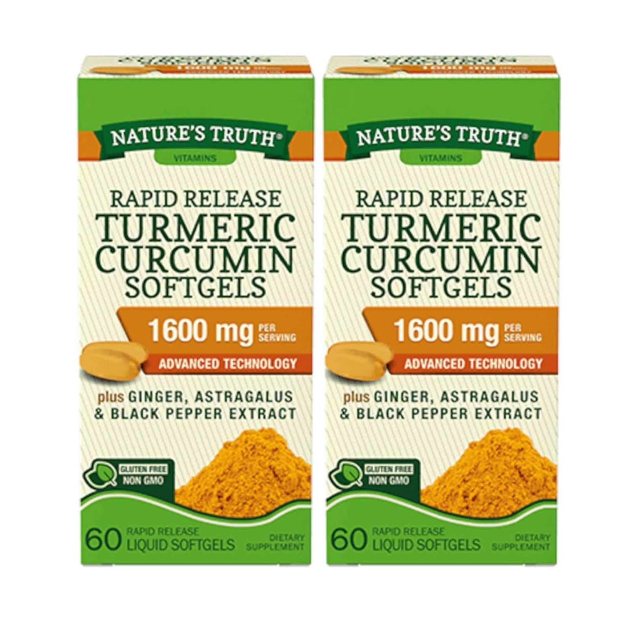 Nature's Truth Turmeric Curcumin, 1600 Mg, Rapid Release Liquid Softgels